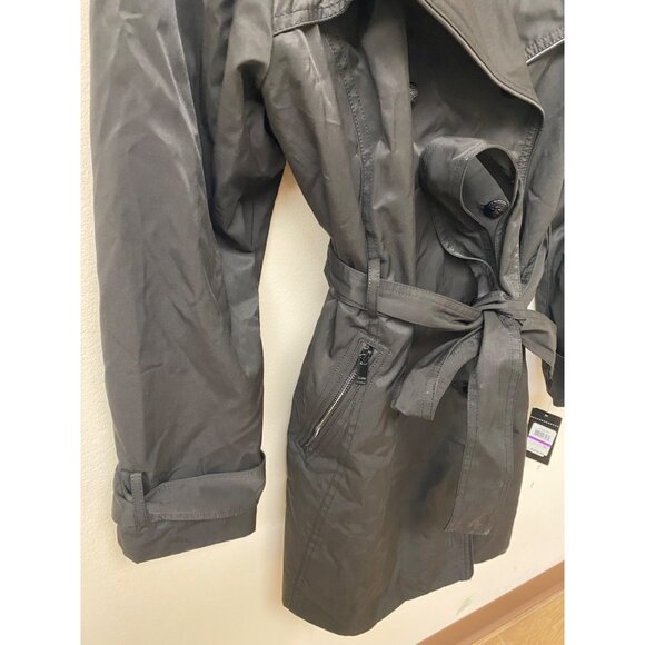 GUESS Women's Black Double Breasted Hooded Belted Trench Coat Size XXL NWT - Picture 3 of 6